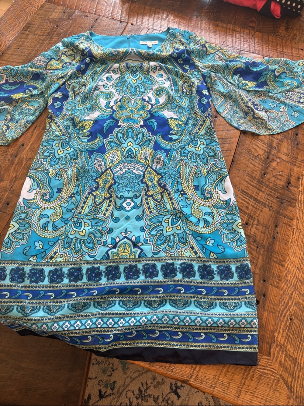 Sandra Darren Turquoise Paisley Shift Dress